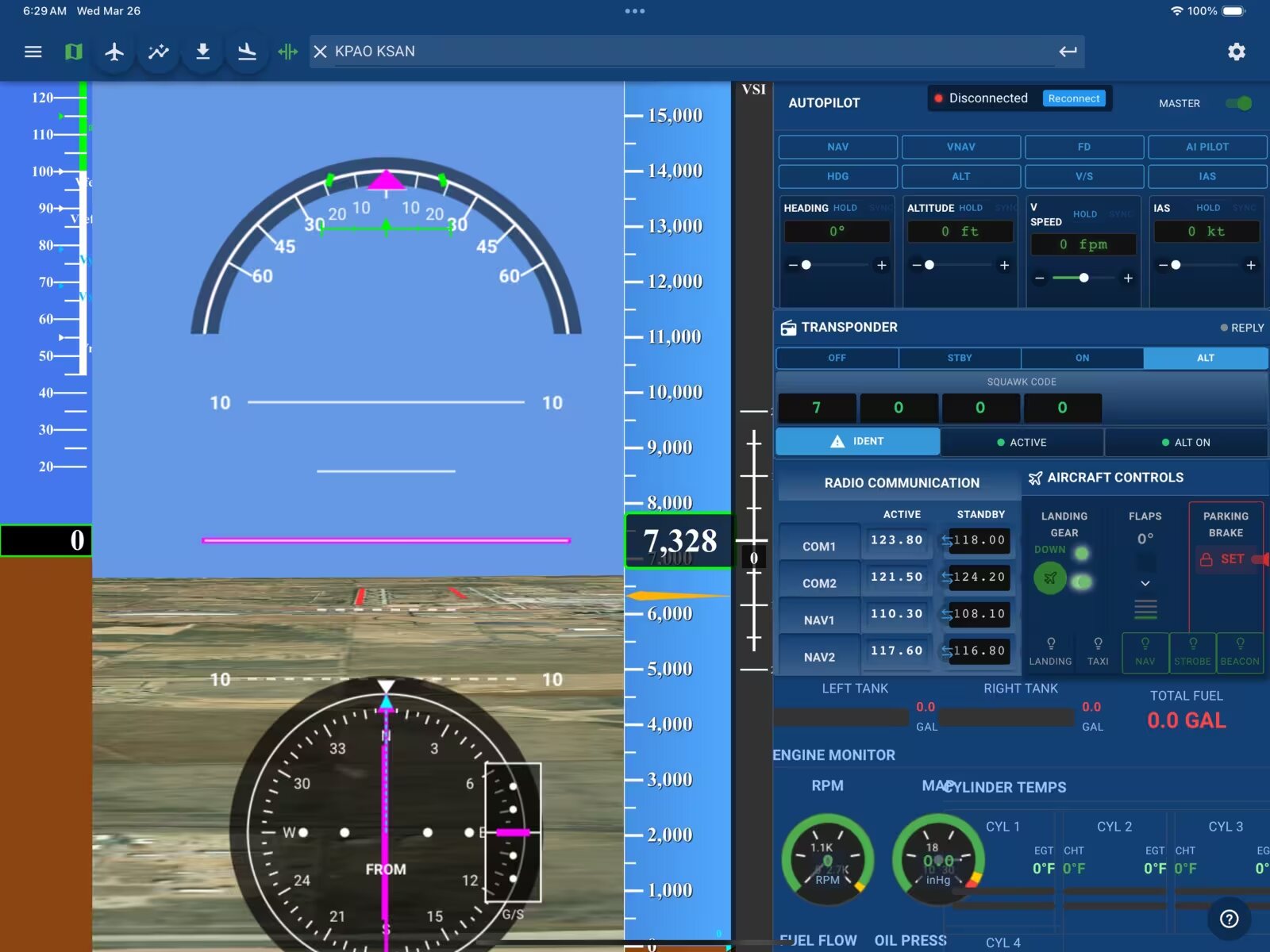X-Plane bridge controls in AvNav